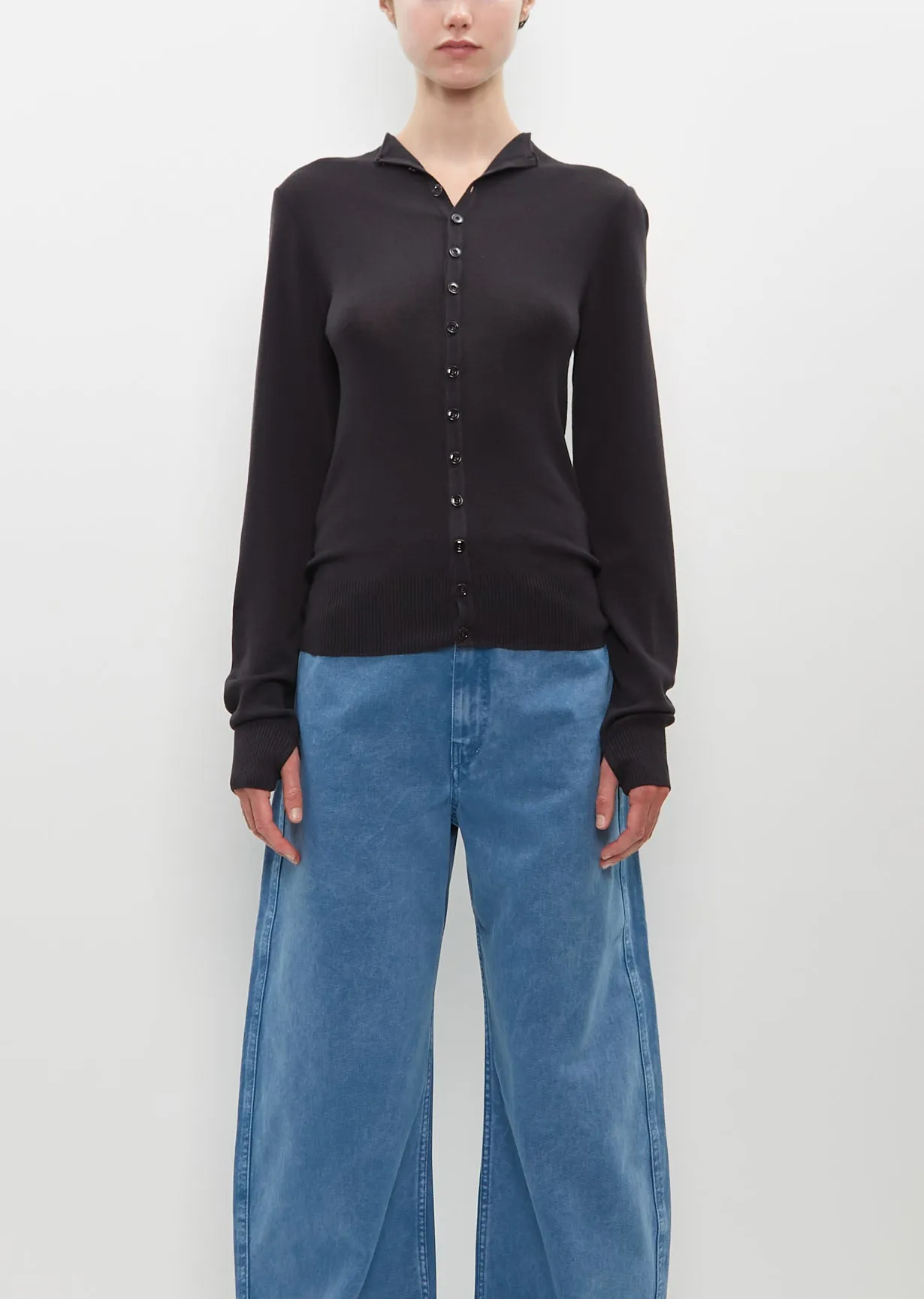 Fitted Seamless Cardigan — Granite Black sold by La Garconne