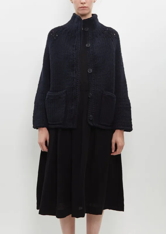 Wool Cardigan — Navy sold by La Garconne