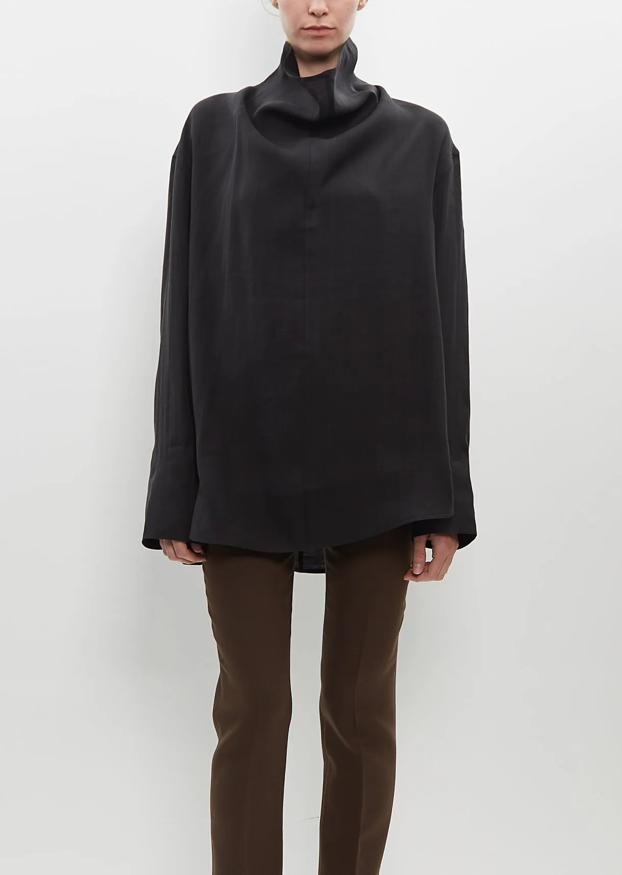 Funnel-Neck Organza Blouse sold by La Garconne