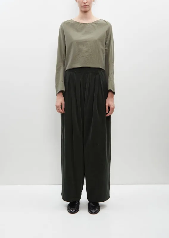 Cotton Courduroy Wide Leg Trousers — Forest sold by La Garconne