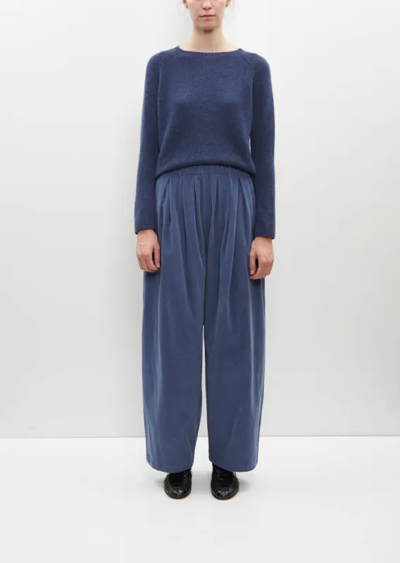 Cotton Courduroy Wide Leg Trousers — Denim sold by La Garconne
