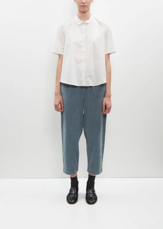 Cotton Courduroy Cropped Trousers — Sea sold by La Garconne