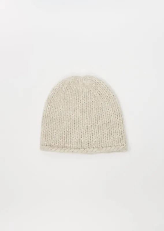 May Cashmere Silk Beanie — Storm / Latte sold by La Garconne