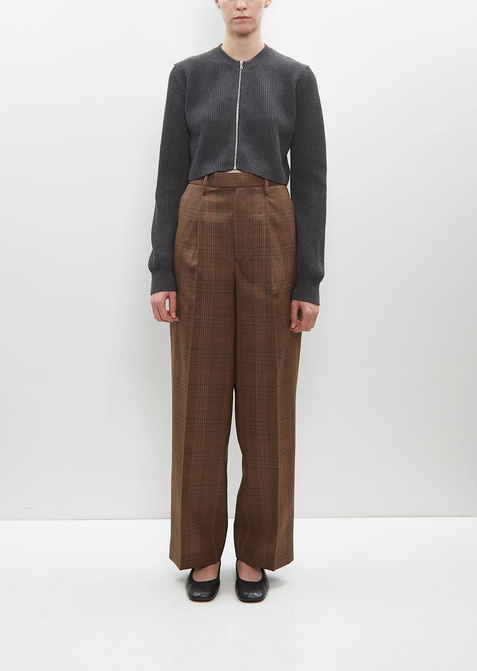 Super Fine Wool Rib Knit Zip Short Cardigan sold by La Garconne product image thumbnail 4