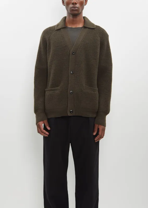 Collared Cardigan — Dark Olive sold by La Garconne