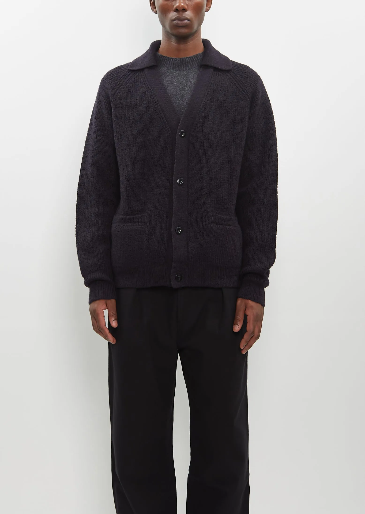 Collared Cardigan — Ink sold by La Garconne