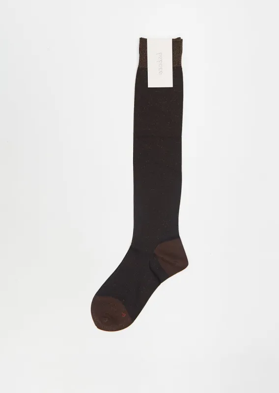 Lurex Knee High Socks — Dark Brown sold by La Garconne