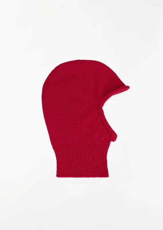 Chunky Wool Balaclava — Nadeshiko Red made by Issey Miyake