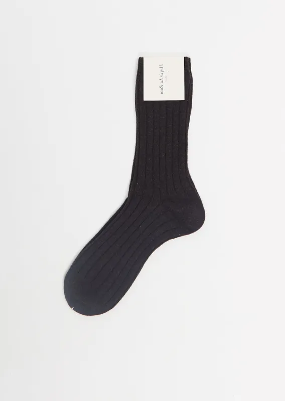 Ribbed Socks — Dark Brown sold by La Garconne