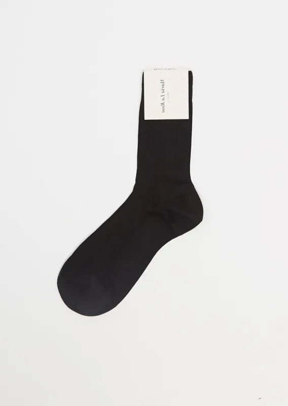 One Ribbed Socks — Black sold by La Garconne