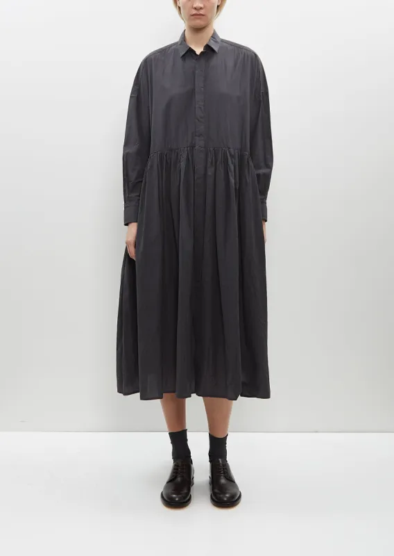 Random Pleated Baggy Shirt Dress — Ink sold by La Garconne