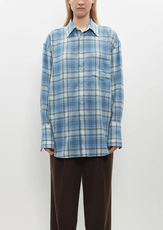 Airy Wool Check Shirt sold by La Garconne