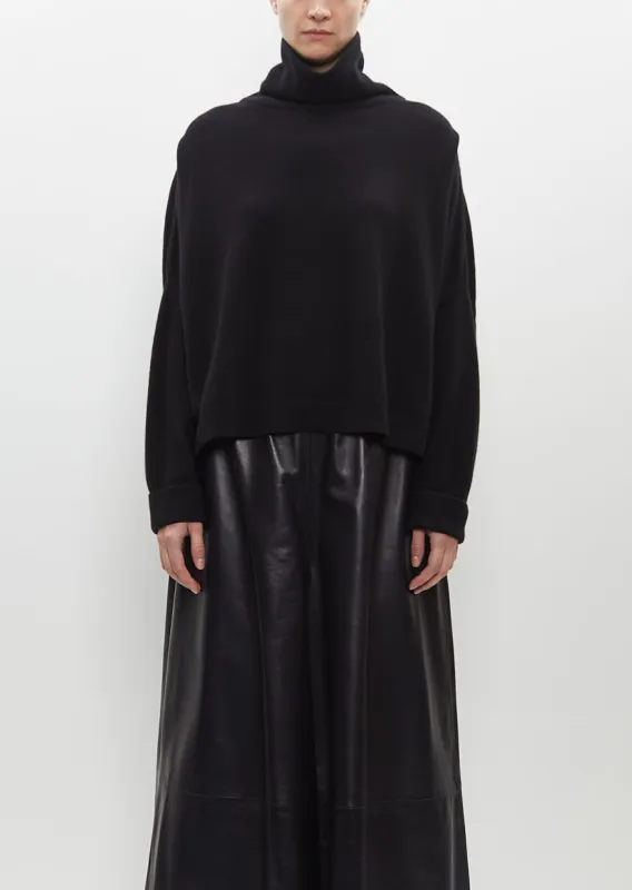 T-Neck Chunky Sweater — Black sold by La Garconne