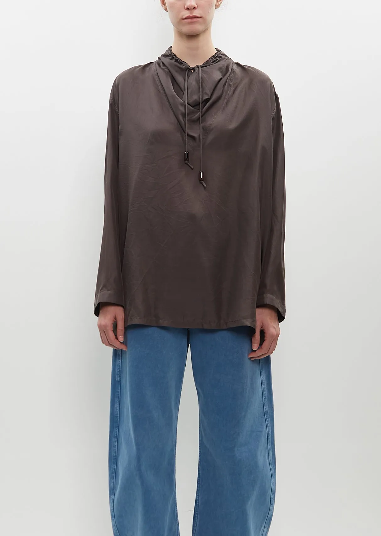 Shawl Collar Top — Espresso sold by La Garconne