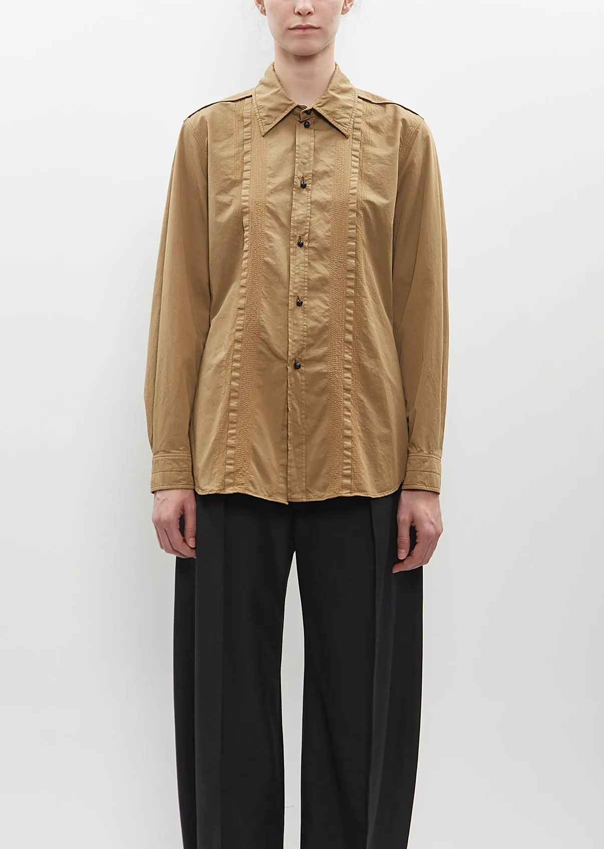 Multi-Topstitch Fitted Shirt sold by La Garconne
