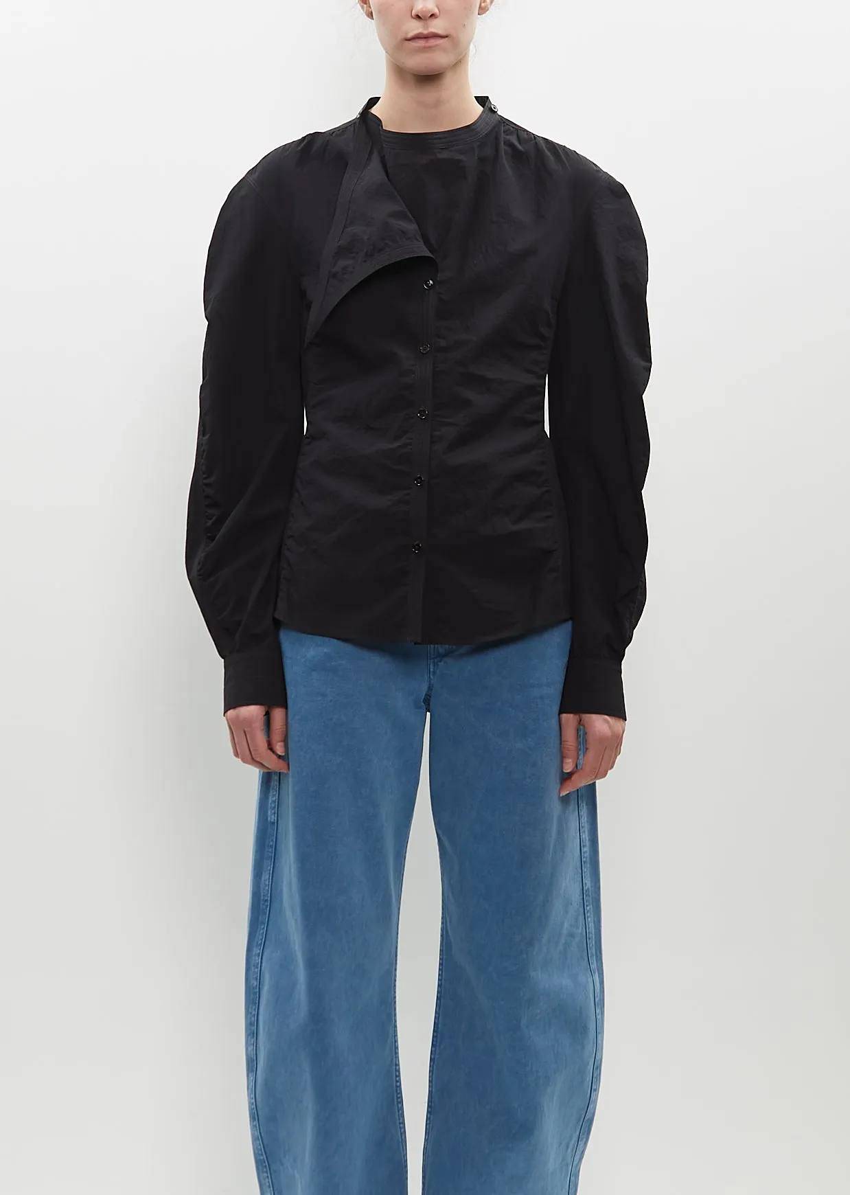 Asymmetrical Fitted Top — Black sold by La Garconne