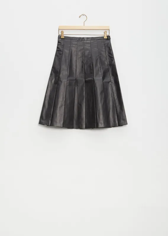 Pleated Midi Skirt Oil sold by La Garconne