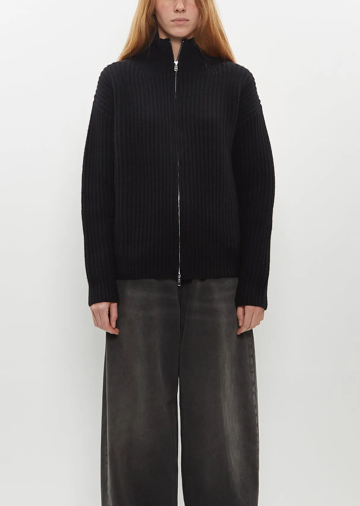 High Neck Zip Cardigan sold by La Garconne