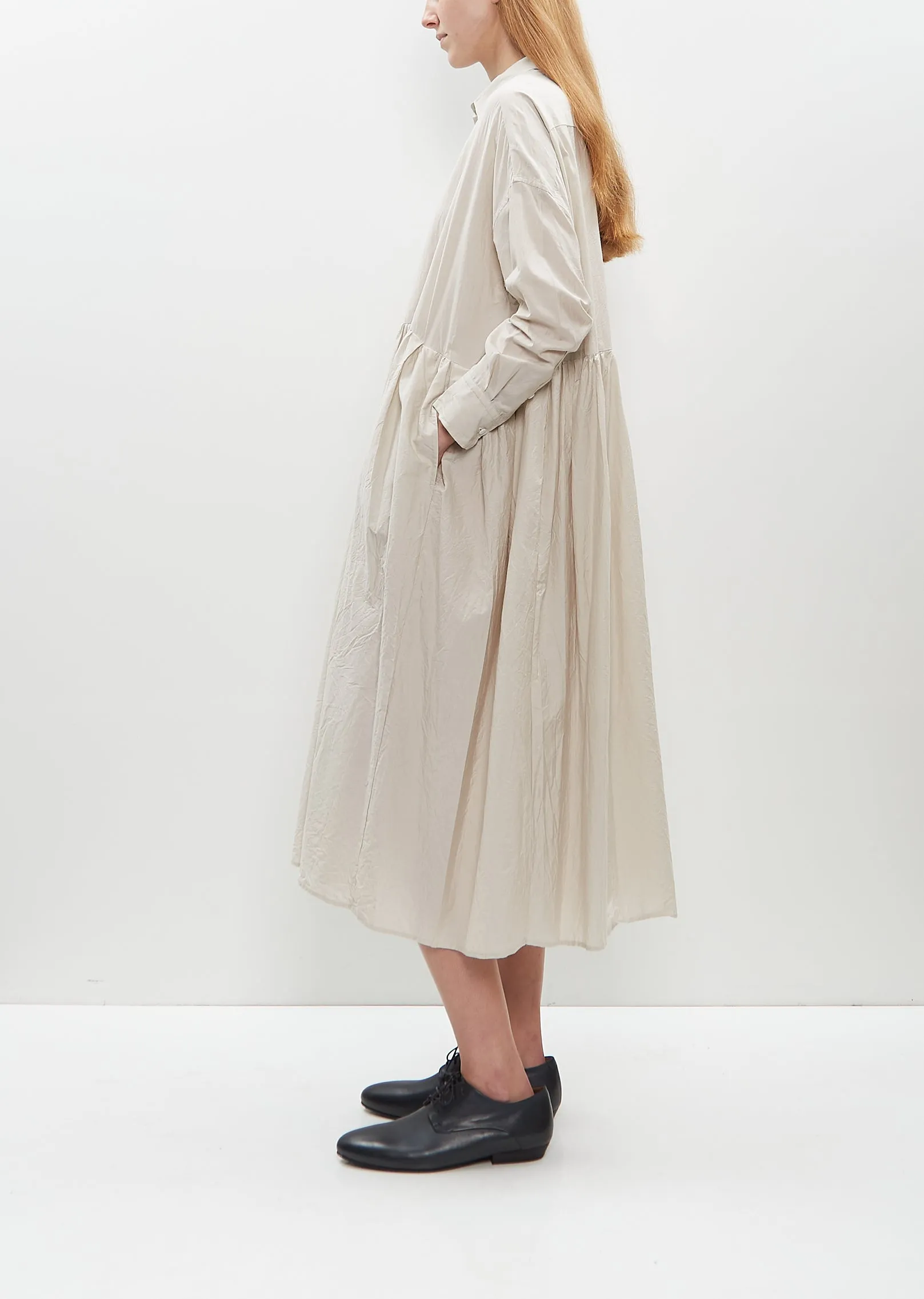 Random Pleated Baggy Shirt Dress — Off Gray sold by La Garconne product image thumbnail 2