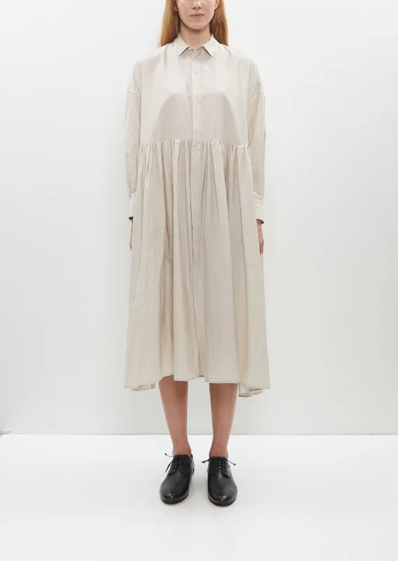 Random Pleated Baggy Shirt Dress — Off Gray sold by La Garconne