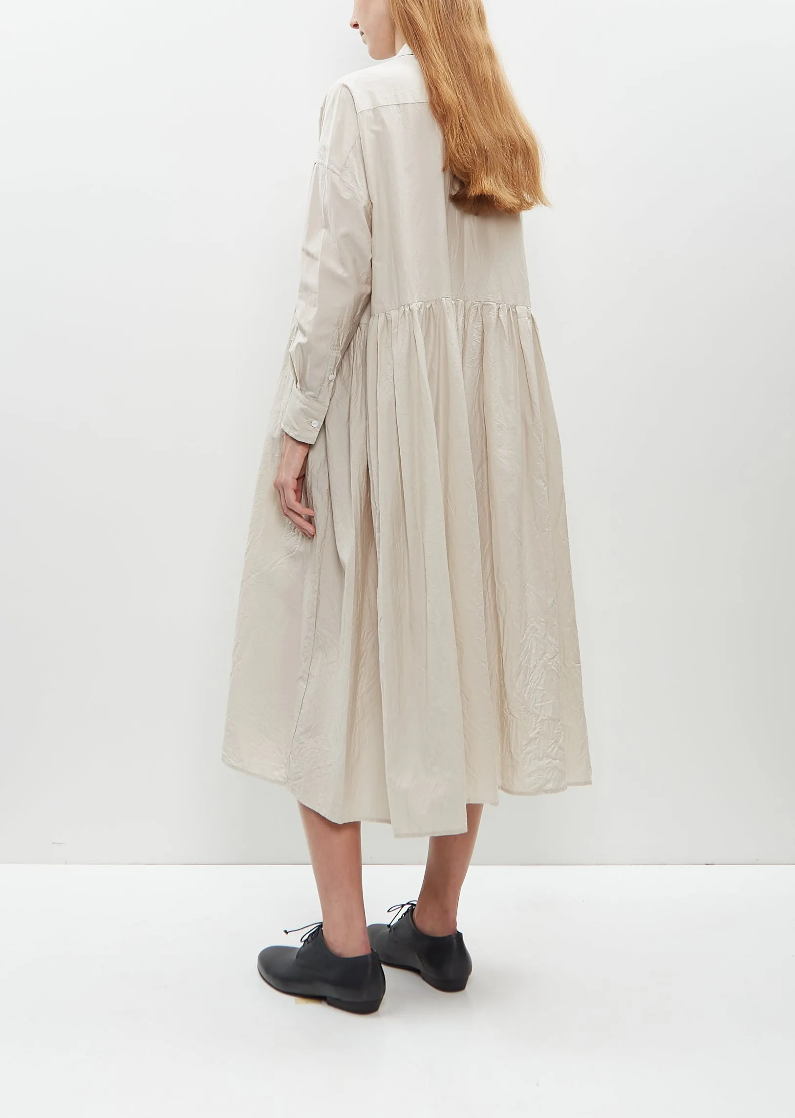 Random Pleated Baggy Shirt Dress — Off Gray sold by La Garconne product image thumbnail 3