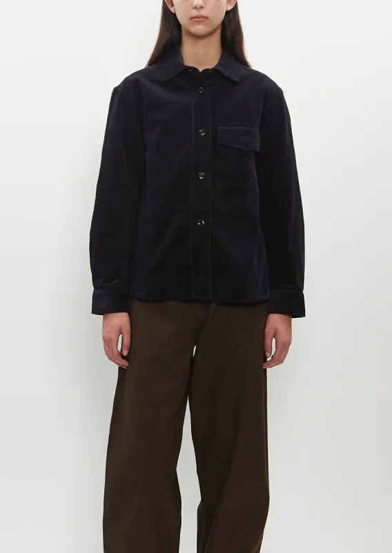 Cotton Corduroy Single Pocket Overshirt — Black sold by La Garconne
