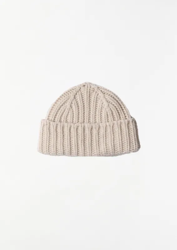 Chunky Rib Beanie — Cream sold by La Garconne