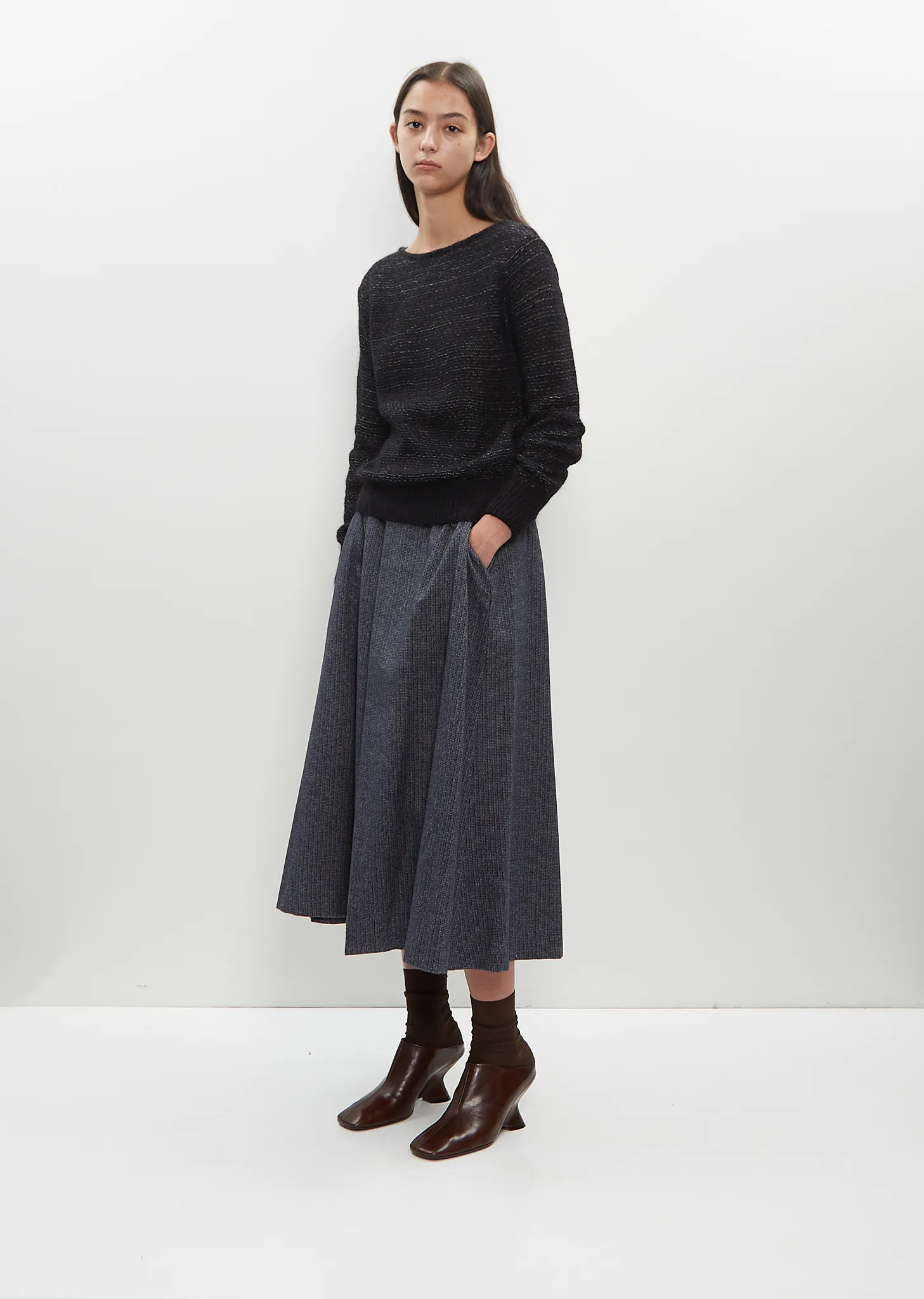 Cotton-Mohair Blend Fjord Sweater — Dark Grey sold by La Garconne