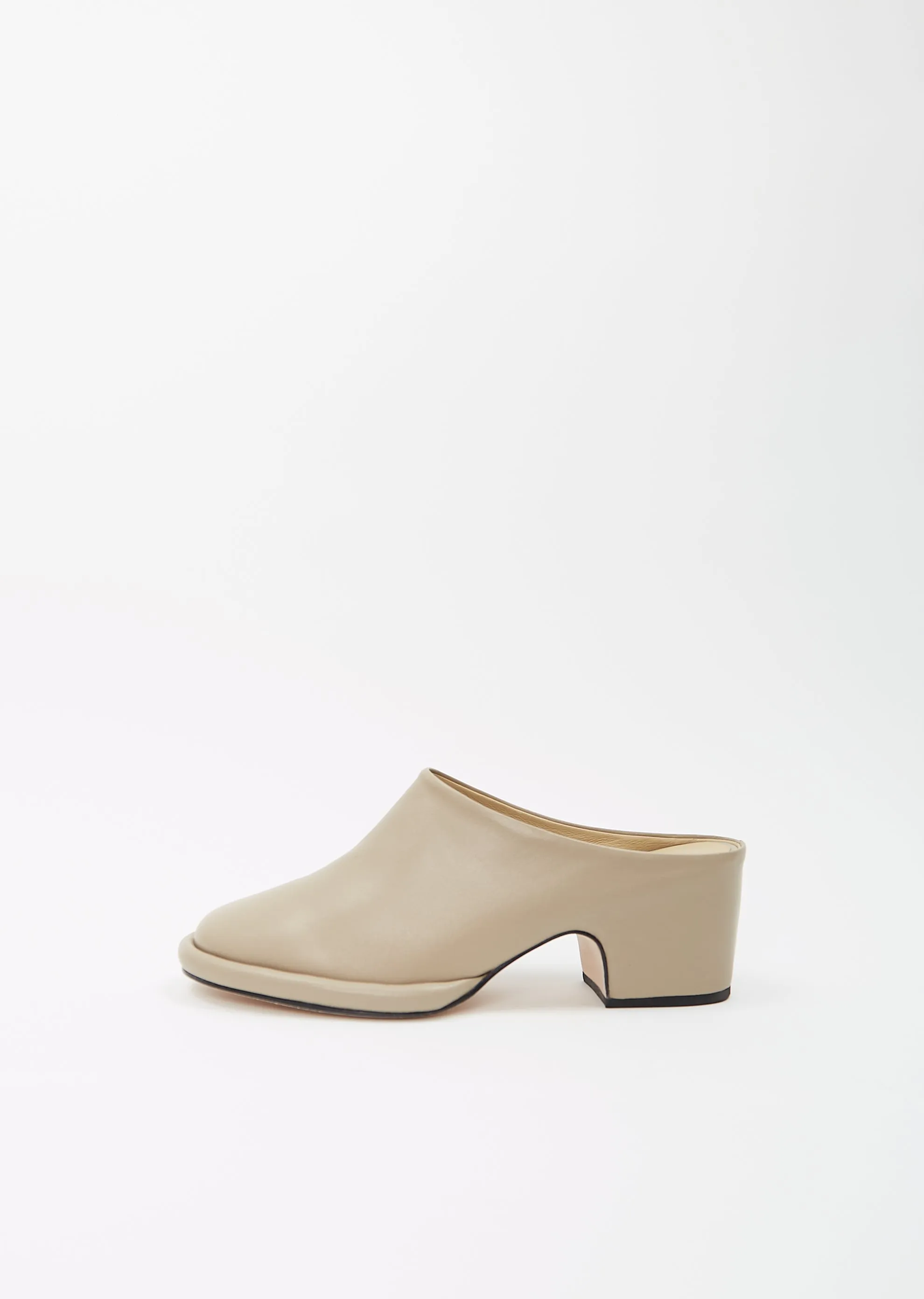 Leather Arch Mule — Greige sold by La Garconne