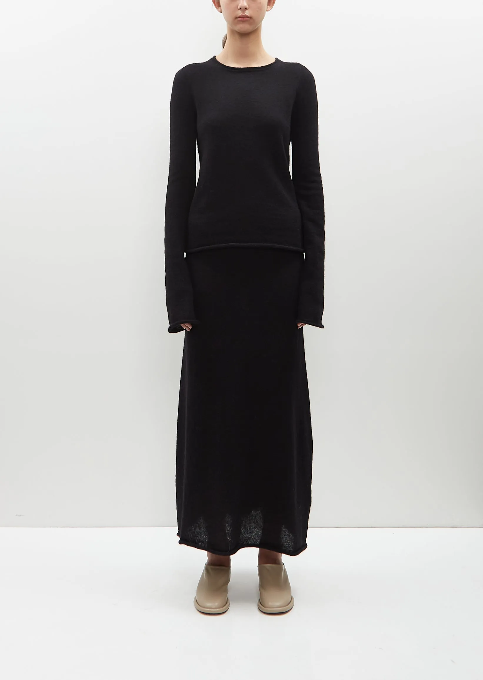 Alpaca Knit Crewneck Sweater — Black sold by La Garconne product image thumbnail 4