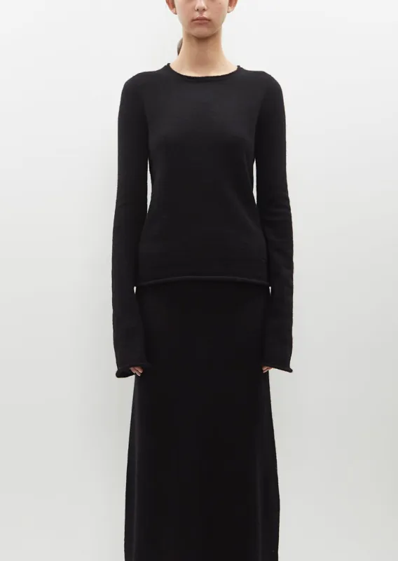 Alpaca Knit Crewneck Sweater — Black sold by La Garconne