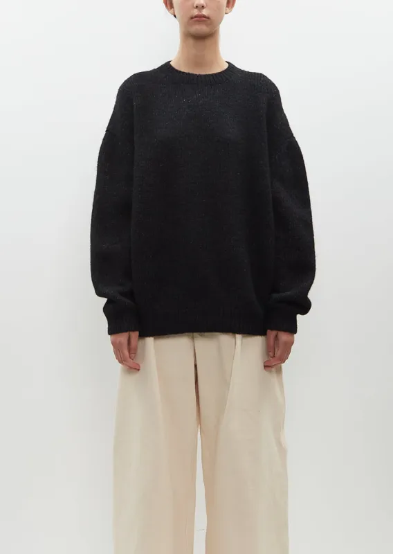 Suri Alpaca Knit Loft Sweater — Black sold by La Garconne