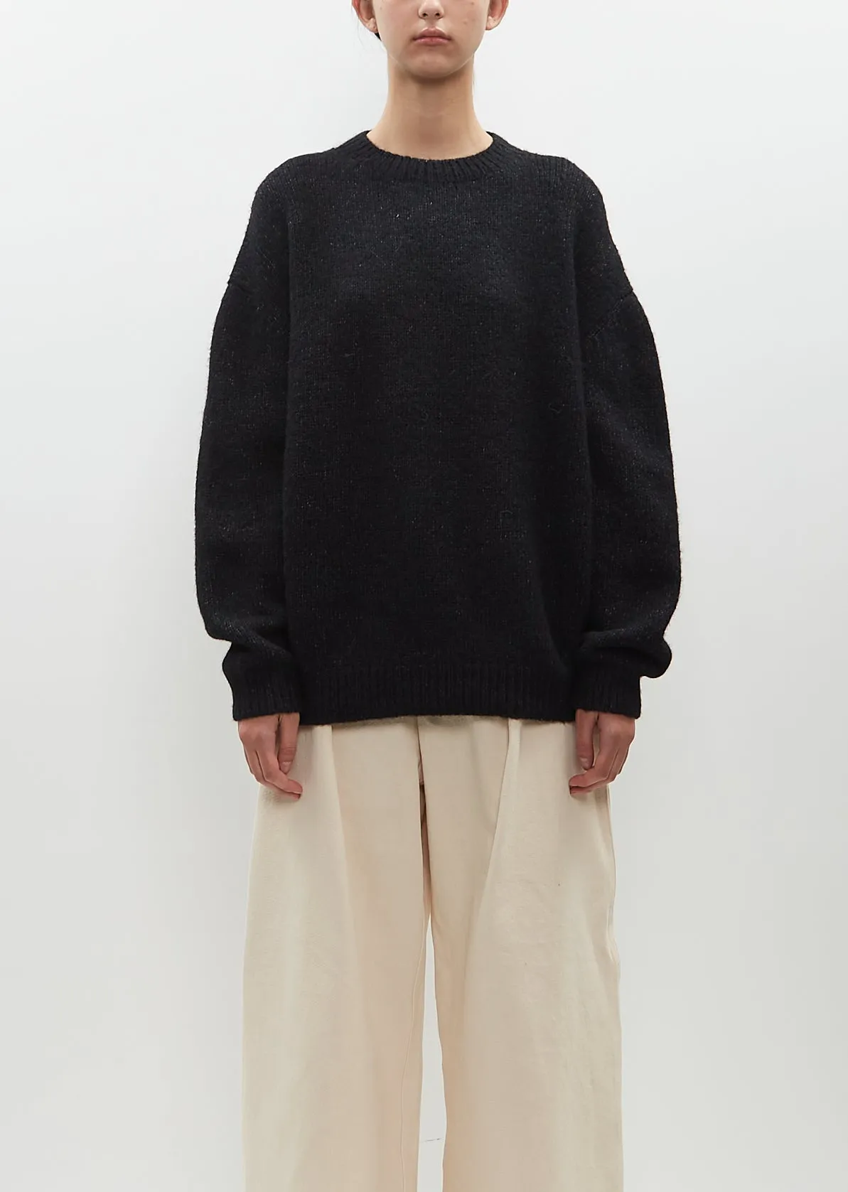 Suri Alpaca Knit Loft Sweater — Black sold by La Garconne