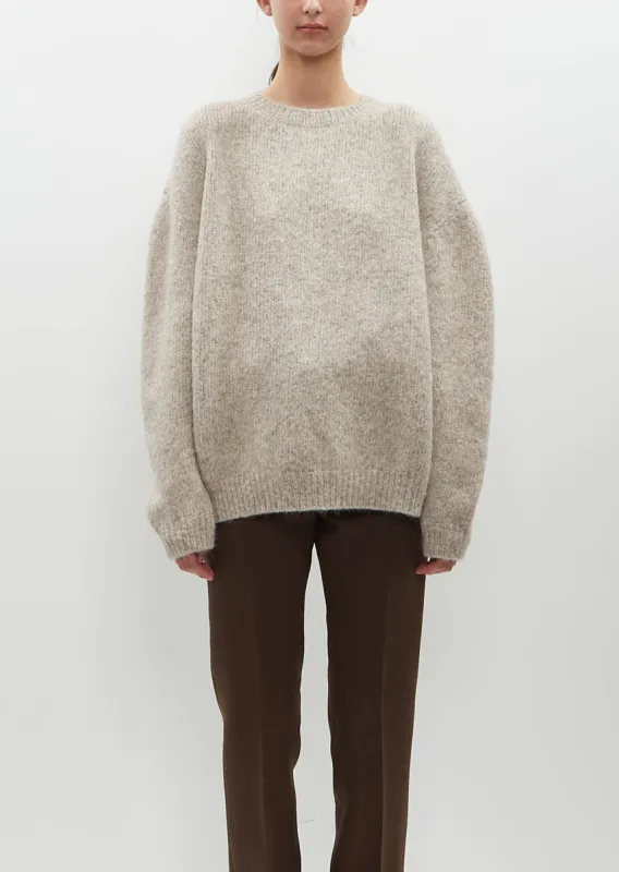 Suri Alpaca Knit Loft Sweater — Pebble sold by La Garconne