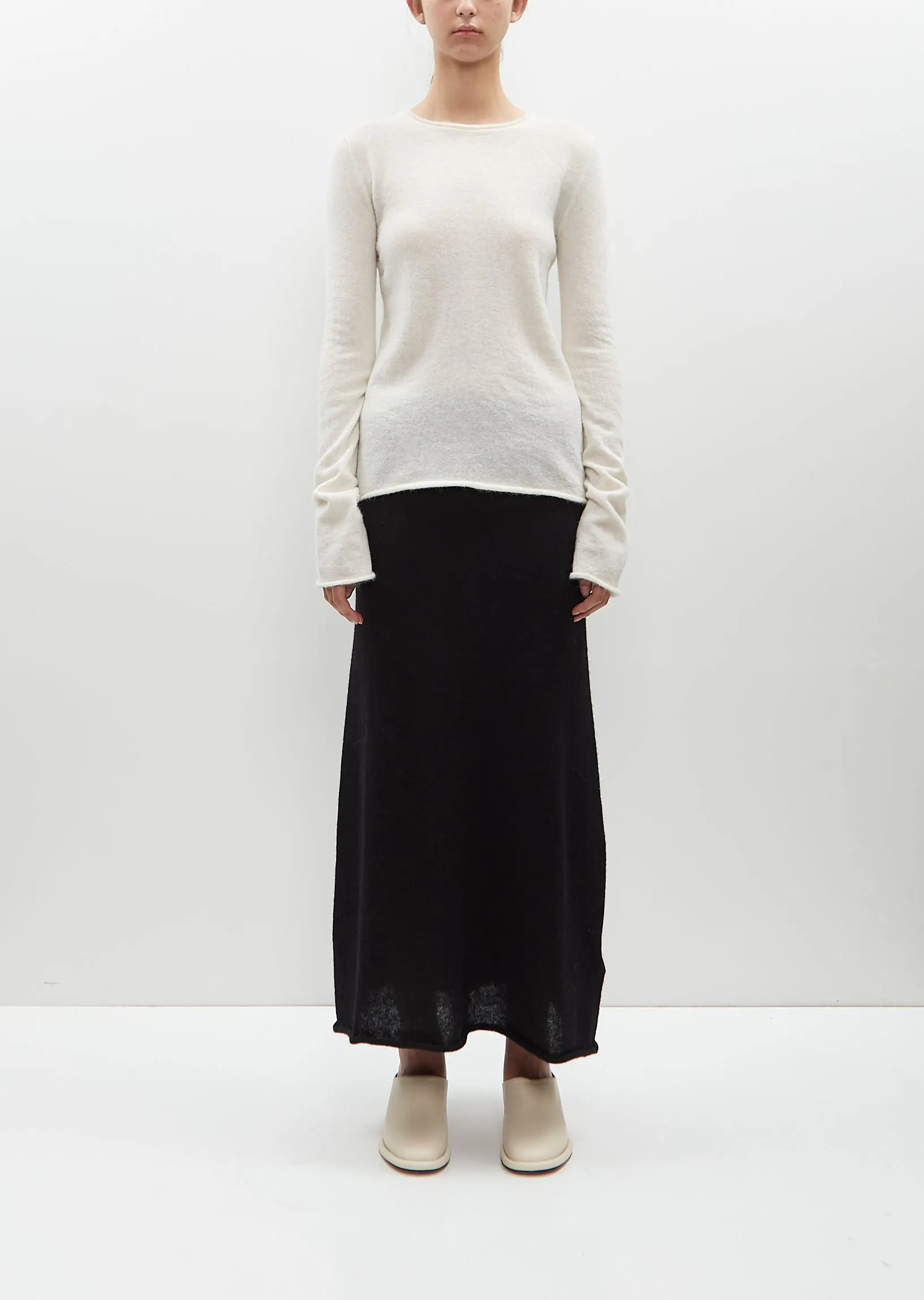 Alpaca Knit Crewneck Sweater — Raw White sold by La Garconne product image thumbnail 4