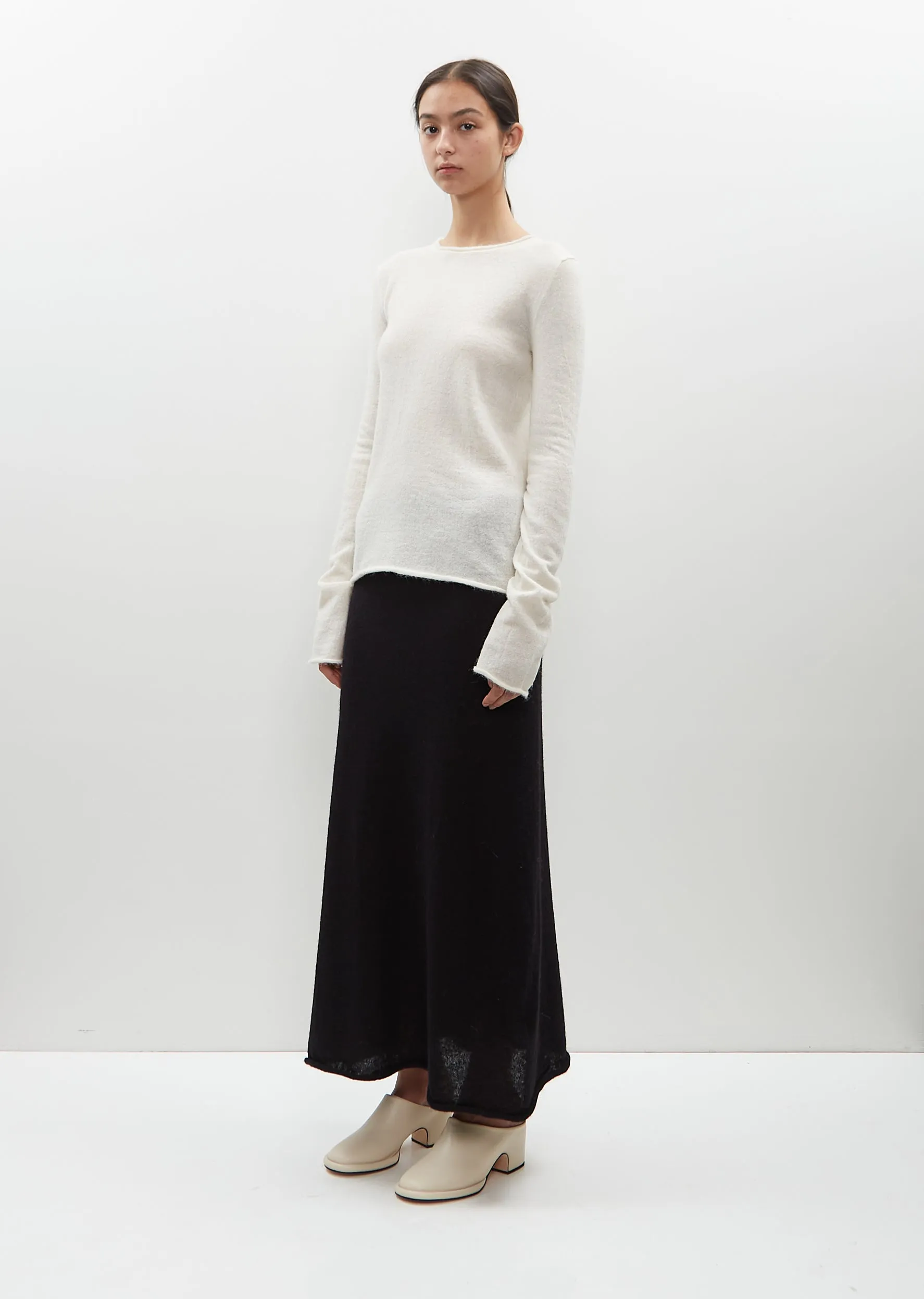 Alpaca Knit Crewneck Sweater — Raw White sold by La Garconne product image thumbnail 5