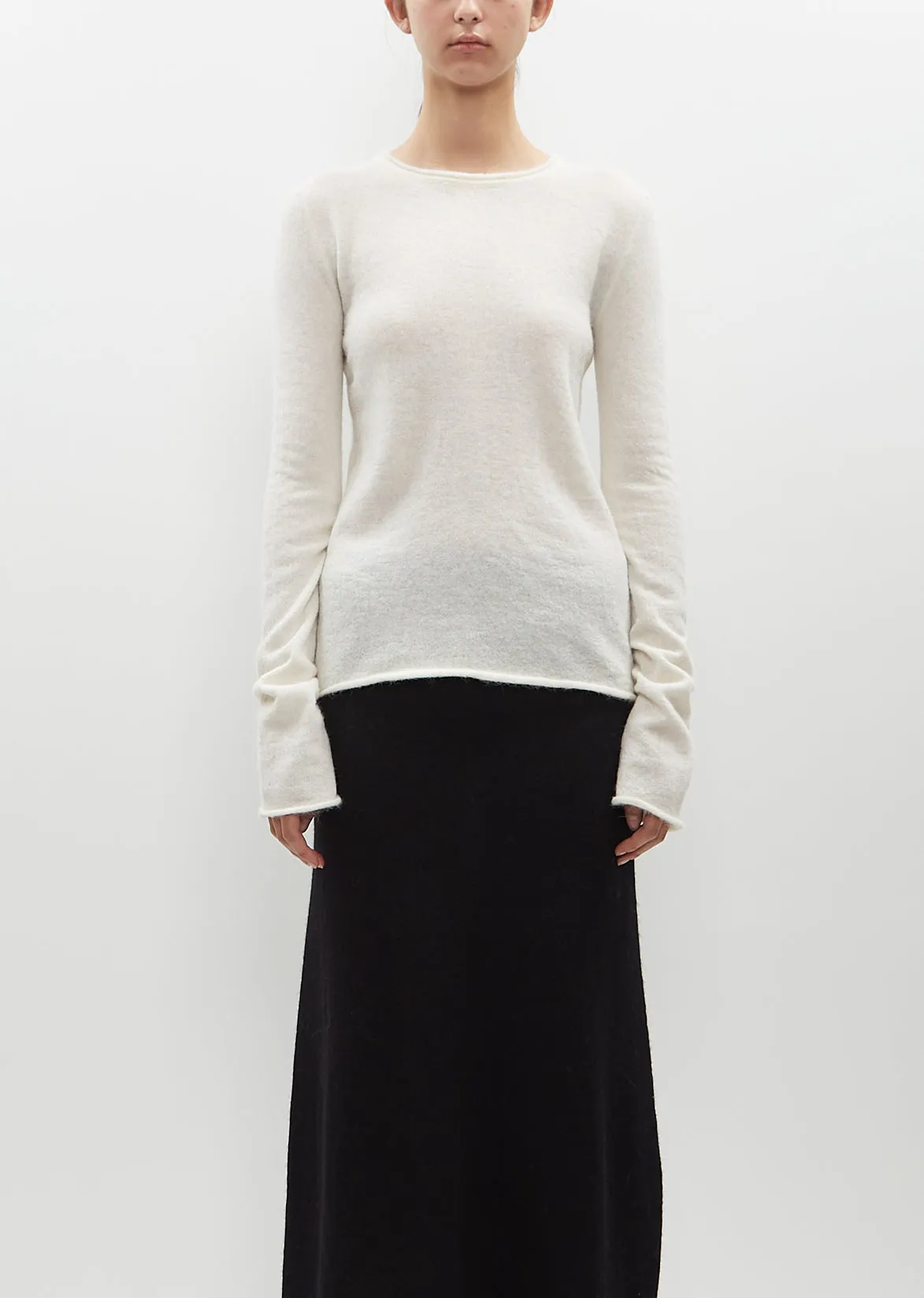 Alpaca Knit Crewneck Sweater — Raw White sold by La Garconne