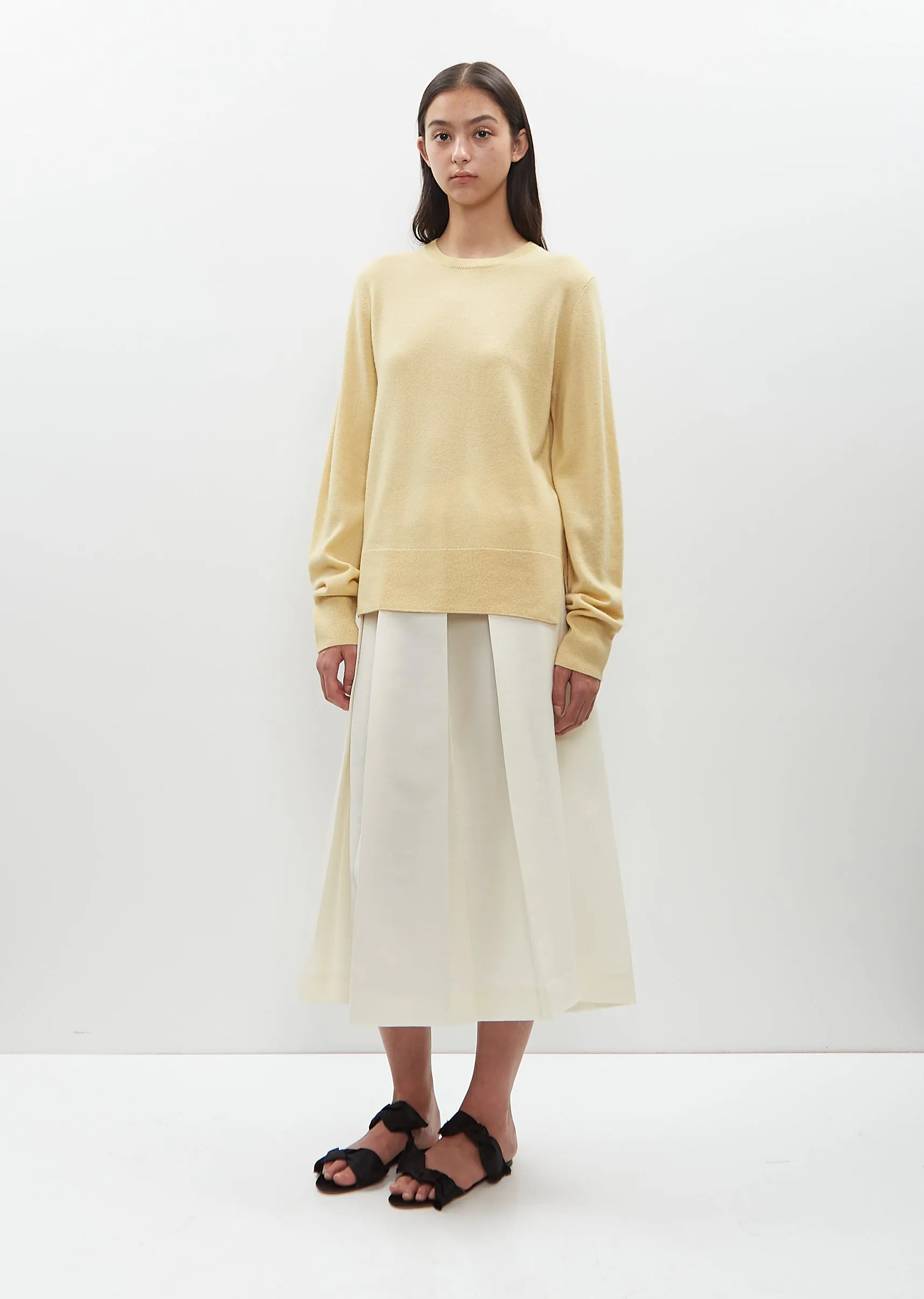 Cashmere Crewneck Sweater — Soft Yellow sold by La Garconne product image thumbnail 5
