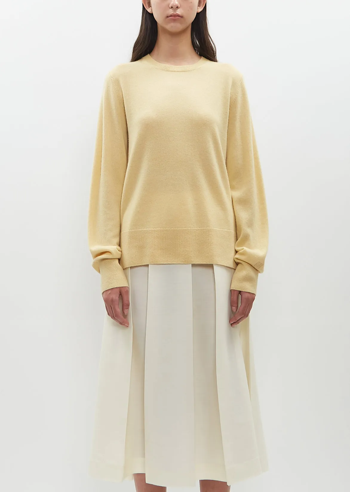 Cashmere Crewneck Sweater — Soft Yellow sold by La Garconne