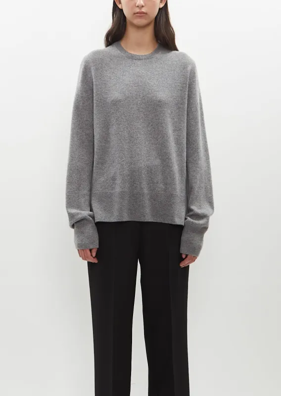 Cashmere Crewneck Sweater — Grey Mèlange sold by La Garconne