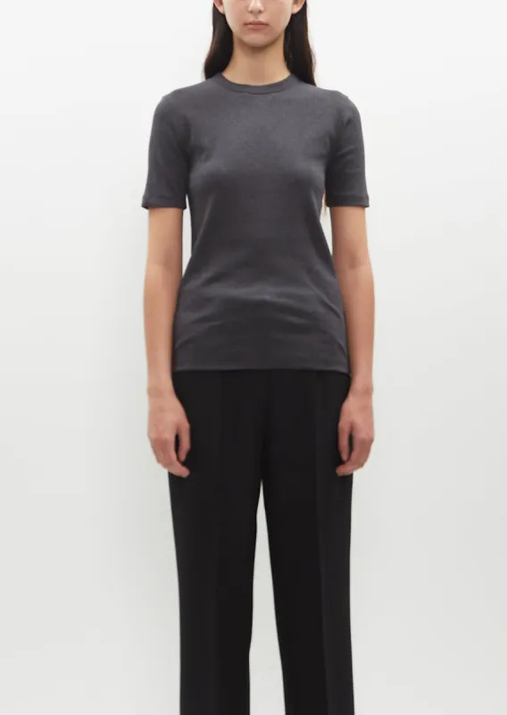 Classic Rib Tee — Charcoal Mèlange sold by La Garconne