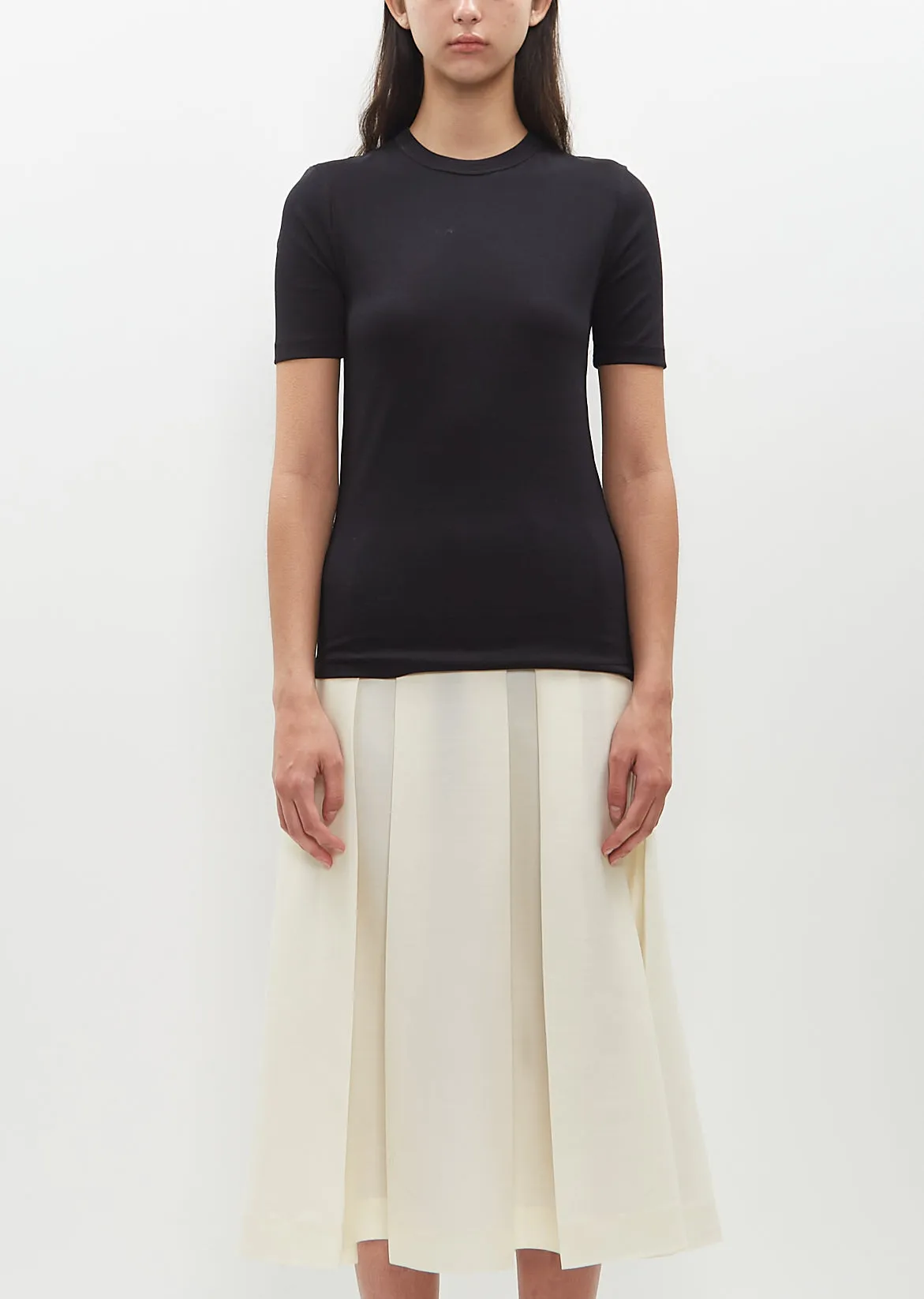 Classic Rib Tee — Black sold by La Garconne