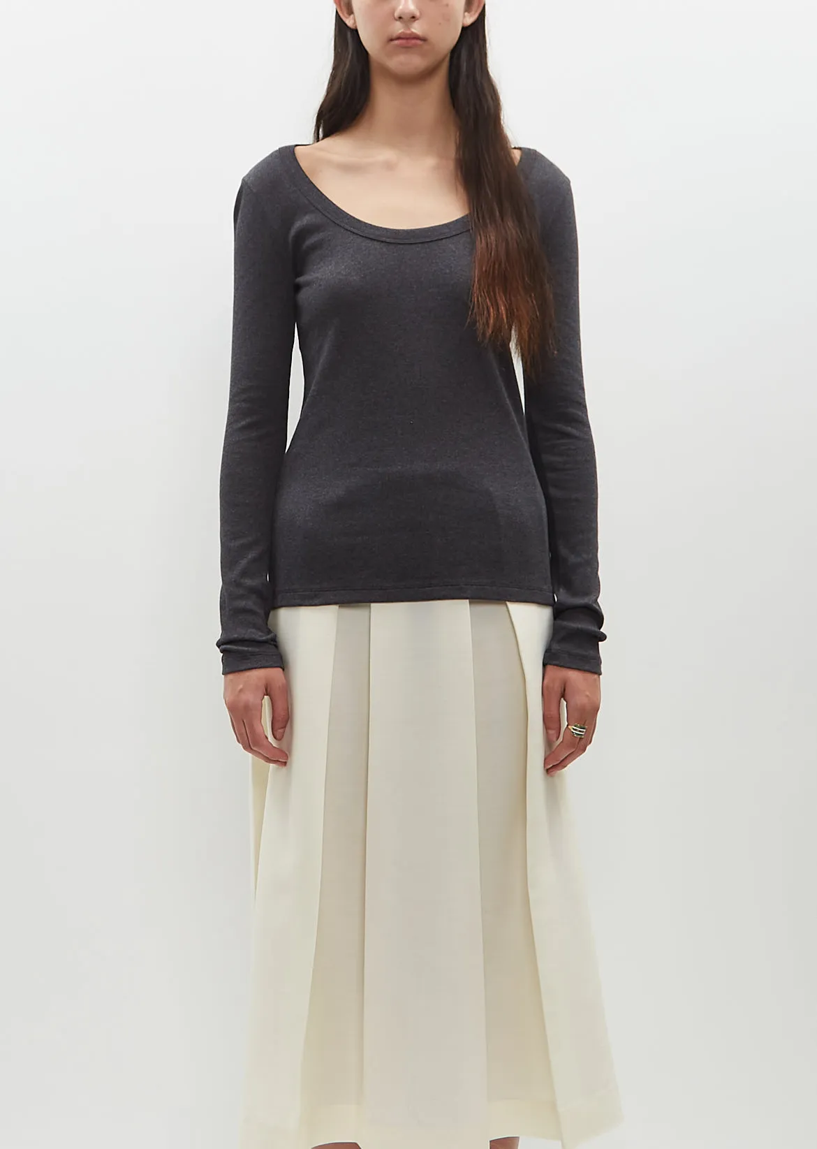 Classic Rib Top — Charcoal Mèlange sold by La Garconne