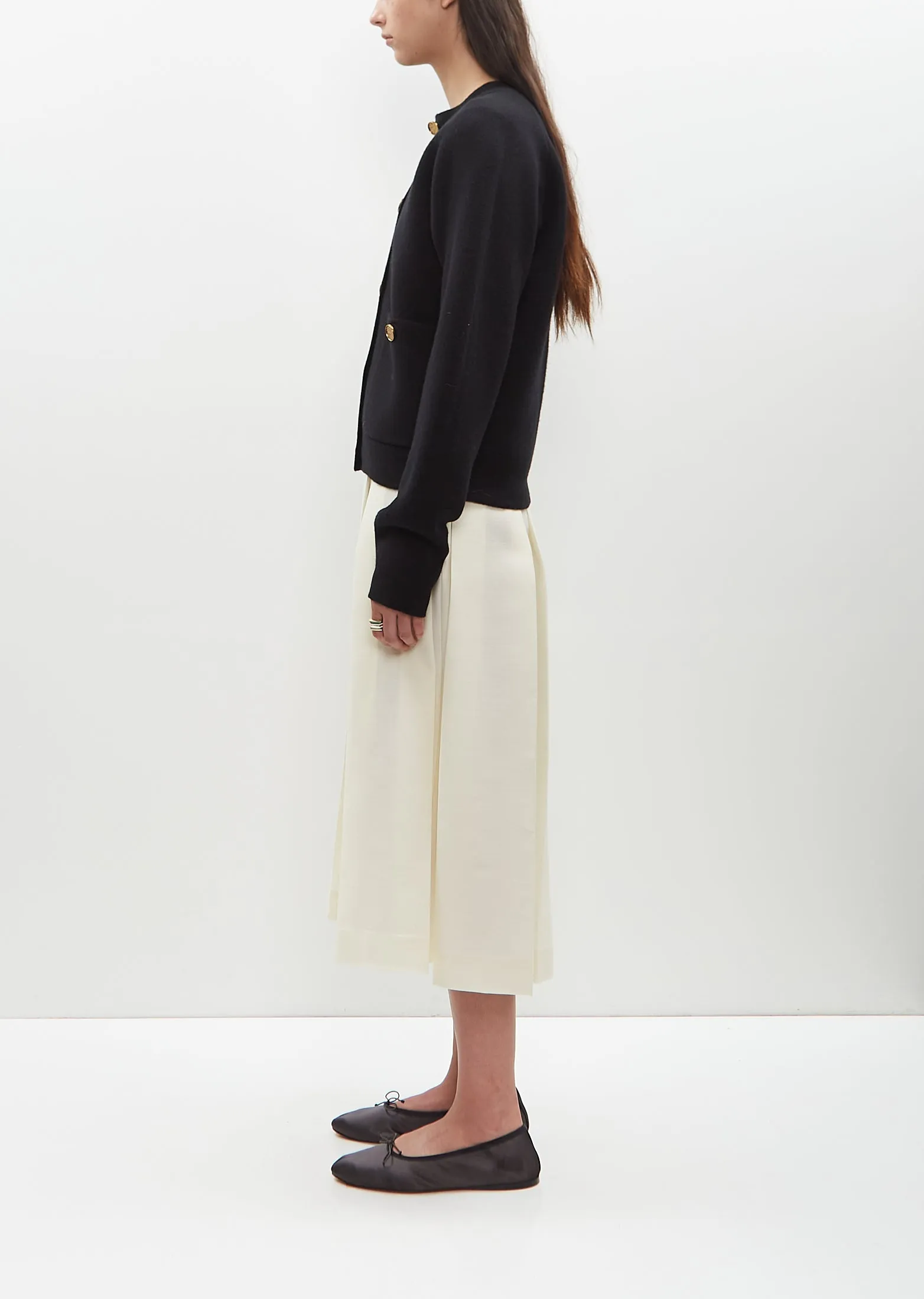 Wool Cashmere Hammered Button Cardigan — Black sold by La Garconne product image thumbnail 2