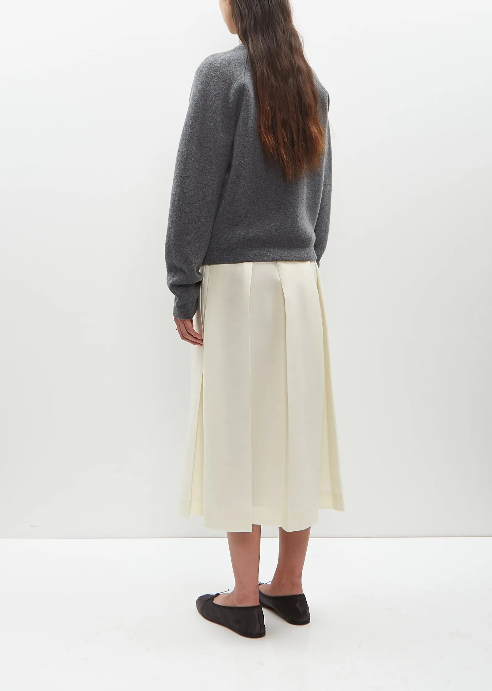 Wool Cashmere Hammered Button Cardigan — Grey Mèlange sold by La Garconne product image thumbnail 3