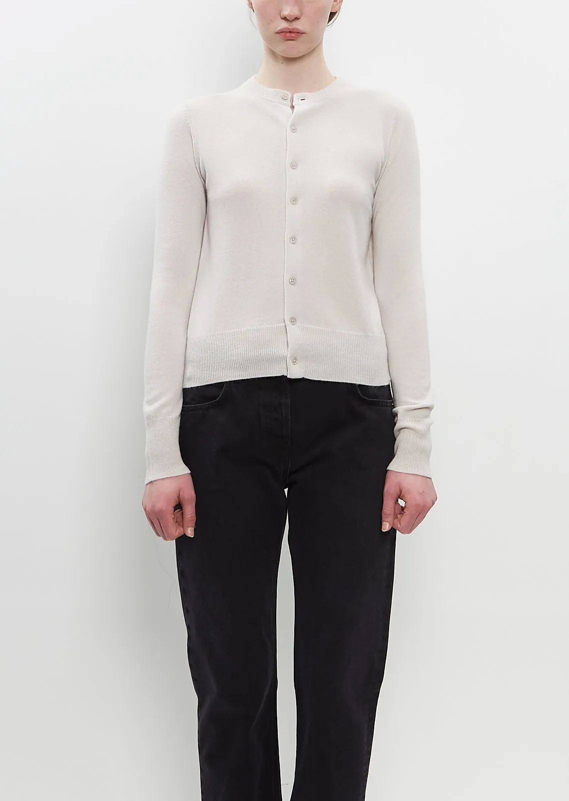 Cashmere n°300 Little 2 Cardigan — Chalk sold by La Garconne