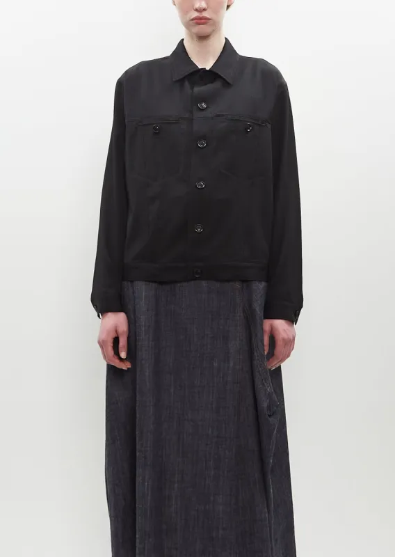 Wool Denim Paneled Jacket sold by La Garconne