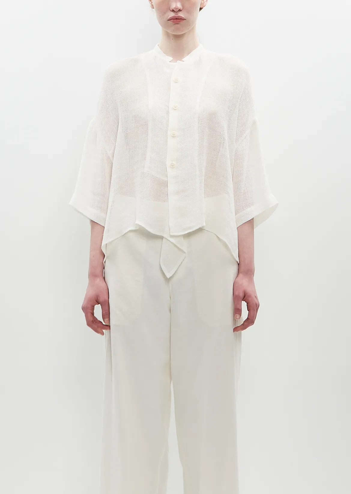 Open Knit Box Shirt — Off White sold by La Garconne
