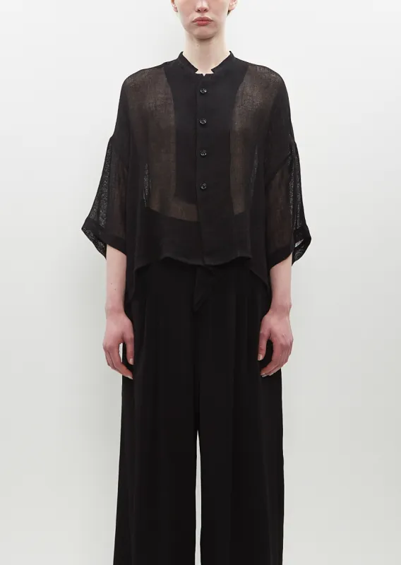 Open Knit Box Shirt — Black sold by La Garconne