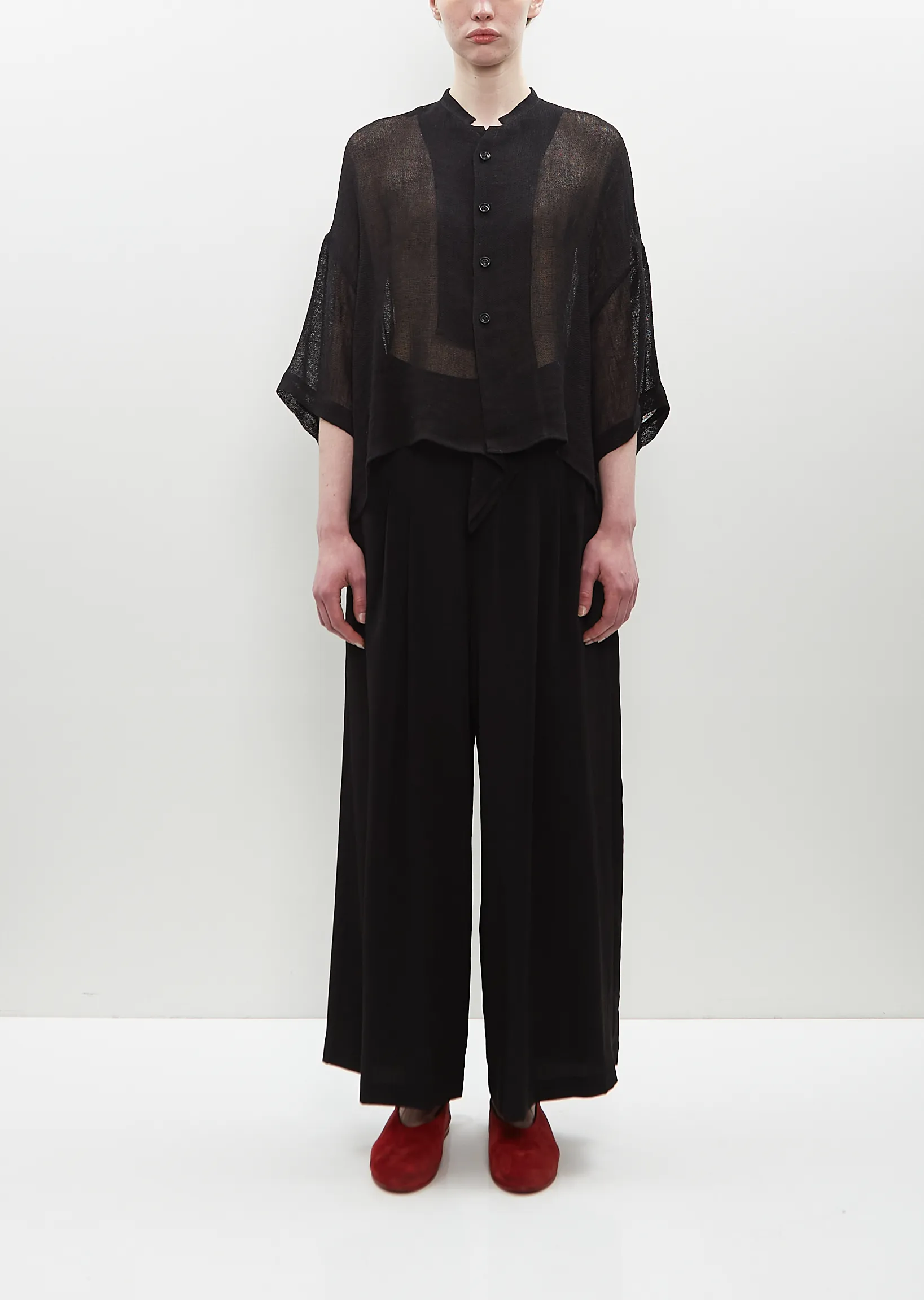 Open Knit Box Shirt — Black sold by La Garconne product image thumbnail 4